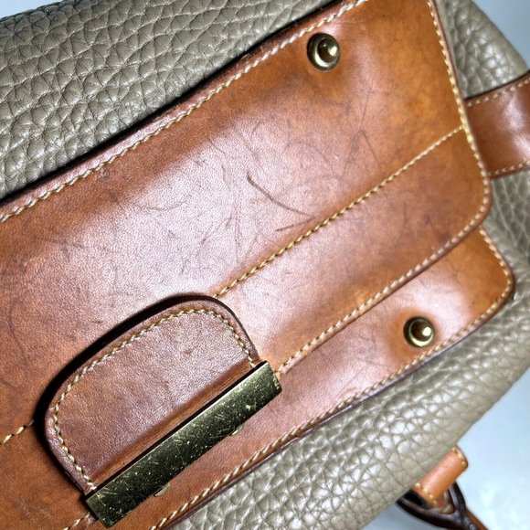 Dooney & Bourke Vintage Beige Leather Satchel Doctor Shoulder Bag- Distressed - Picture 11 of 12